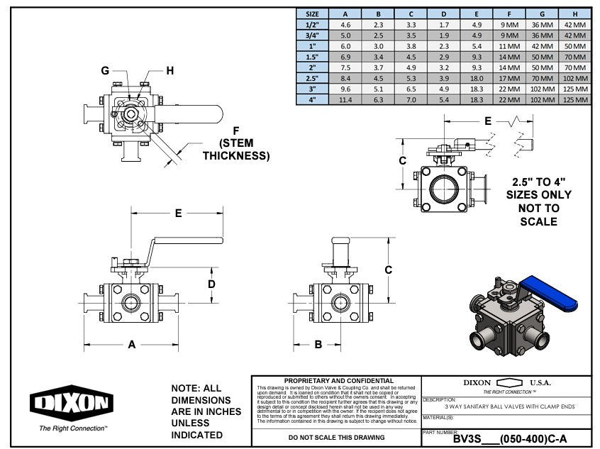 3-Way Multi-Port Sanitary Stainless Steel Ball Valve